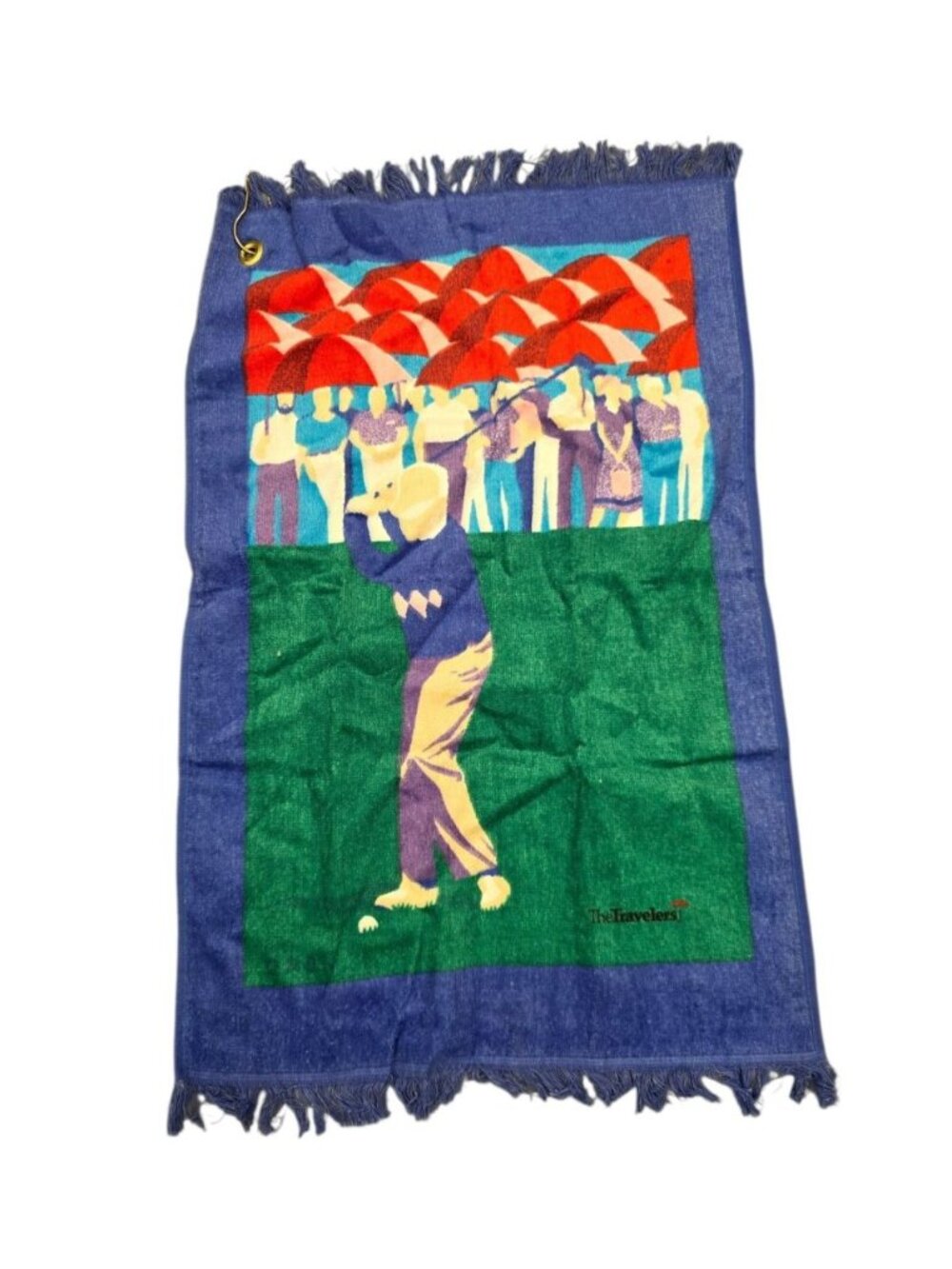 Vintage The Travelers Golf Towel Vibrant Colors